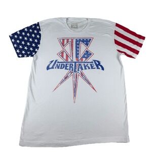 Undertaker WWE Authentic T-Shirt White Stars & Stripes USA Men's Size Large
